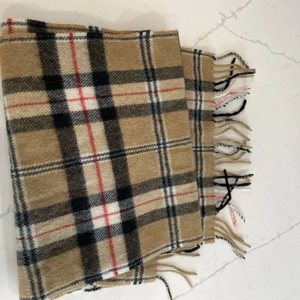 John Hanly for LL Bean 100% Lambswool Scarf Made in Ireland Tartan Plaid
